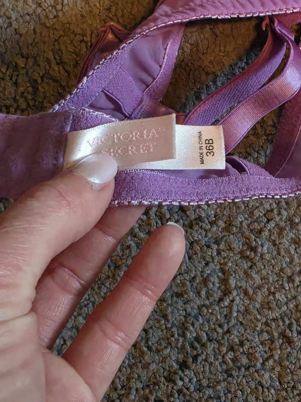 Victoria's Secret Purple Lace Underwire Bra with Floral Detail Size 36B